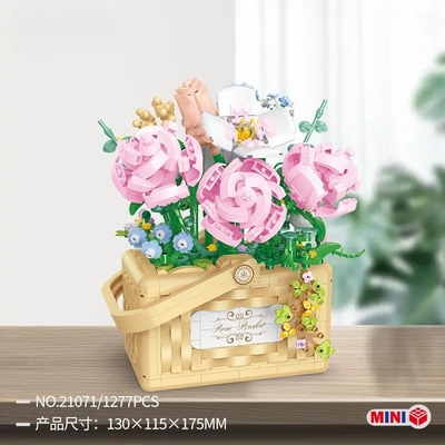 Belle Di Mini Particella Blocchi di Costruzione Serie di Cesto di Fiori Un Must-Have per l'educazione