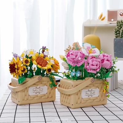 Belle Di Mini Particella Blocchi di Costruzione Serie di Cesto di Fiori Un Must-Have per l'educazione