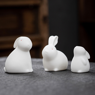 Ornamenti per animali domestici per interni Decorazioni ceramiche di conigli di giada per i regali del festival di metà autunno