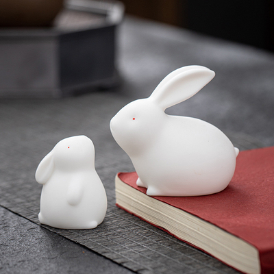 Ornamenti per animali domestici per interni Decorazioni ceramiche di conigli di giada per i regali del festival di metà autunno