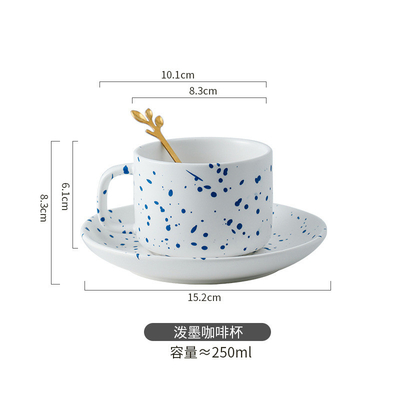 Esquisito set di tazze e piatti per la stampa di logo personalizzati in ceramica blu Klein