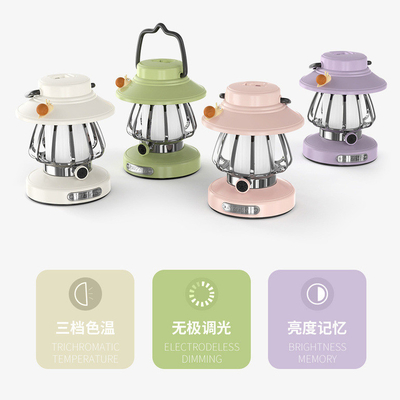 Logo del cliente Retro LED Campeggio Luce notturna Outdoor Portable Table Light e Pendant Light Activity Gift