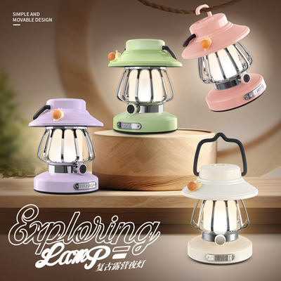 Logo del cliente Retro LED Campeggio Luce notturna Outdoor Portable Table Light e Pendant Light Activity Gift