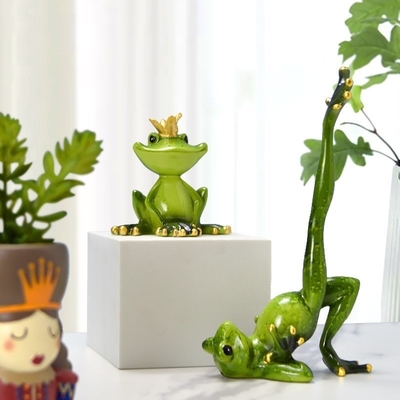 Decorazione in resina di rane yoga in vetro perfetto regalo per armadietto per TV e armadietto per vini