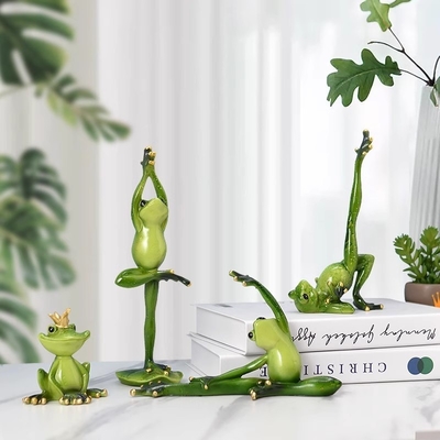 Decorazione in resina di rane yoga in vetro perfetto regalo per armadietto per TV e armadietto per vini