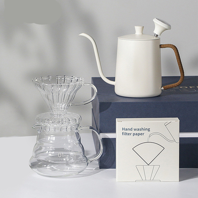 Scatola regalo per utensili da caffè 5 pezzi Set con vassoia filtrante a mano condivisione termometro a vaso e carta filtro