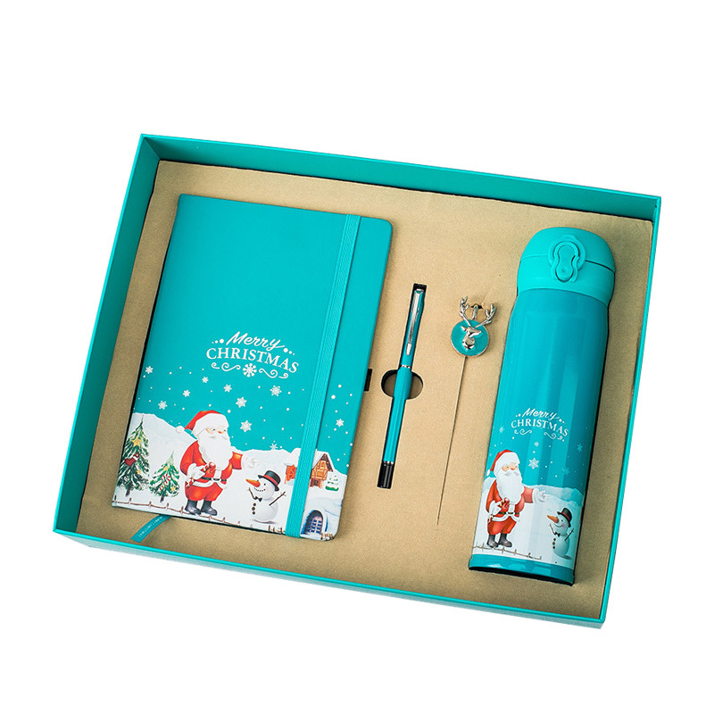 Scatola regalo di Natale Set di 4 Notebook Bookmark Pen Thermos UV Printing 1 Color Graphics