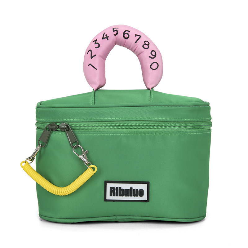 Borsa per il trucco del logo, impermeabile in nylon con colori contrastanti, borsa per il ripostiglio, grande regalo per i dipendenti.