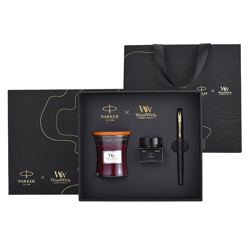 XL Entry-Level Black Gold Ink Pen WoodWick Aromaterapia Set regalo nero per anniversario