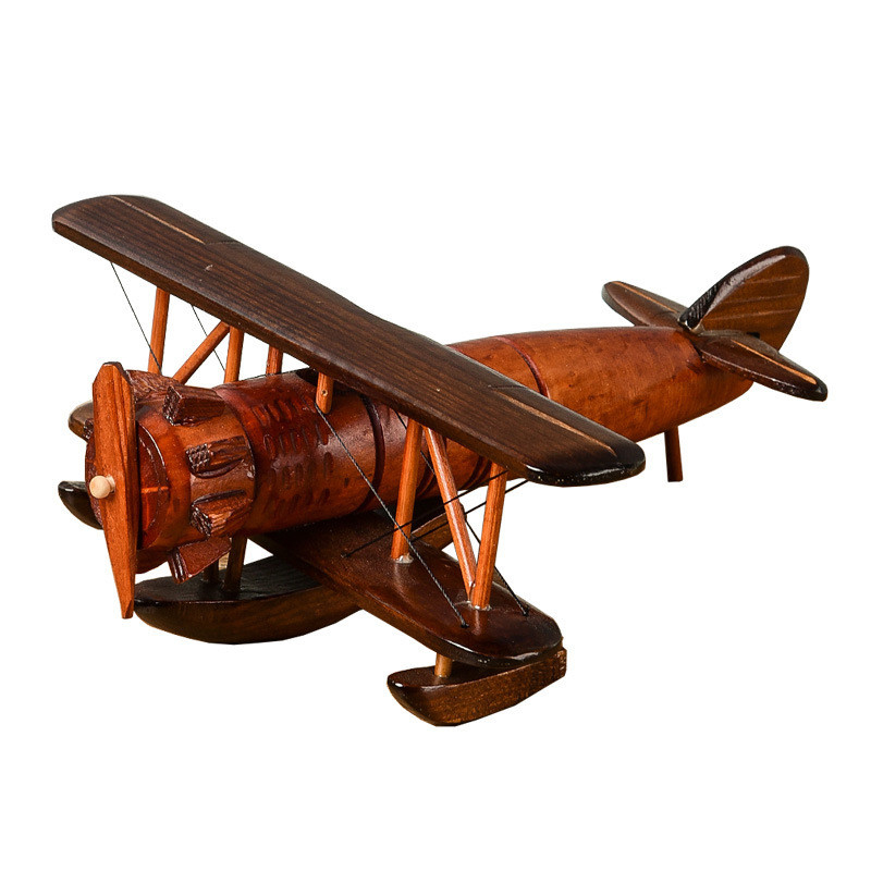 Stampa a schermo di seta Modello di aereo in legno d'epoca per decorazioni creative per il desktop domestico