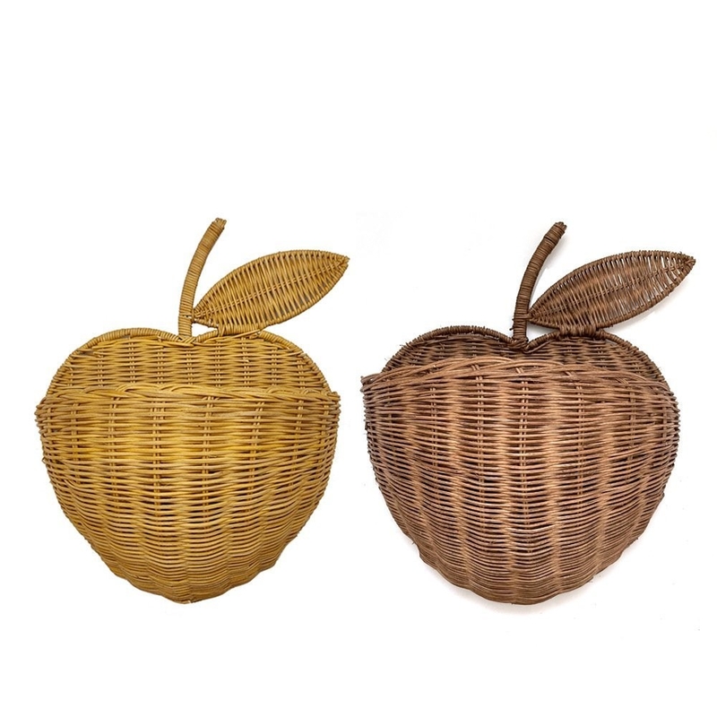 Stampa a schermo di seta Rattan tessuto a mano Cesto per la conservazione delle mele per l'organizzazione domestica