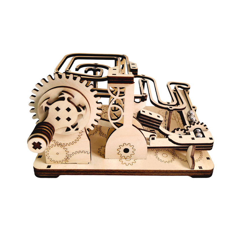 Modello di trasmissione meccanica di palla di legno versatile giocattolo puzzle fai da te per tutte le età