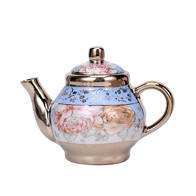 Set in ceramica stampata a vetro di seta in stile europeo con tazza e piatto di caffè placcati in oro
