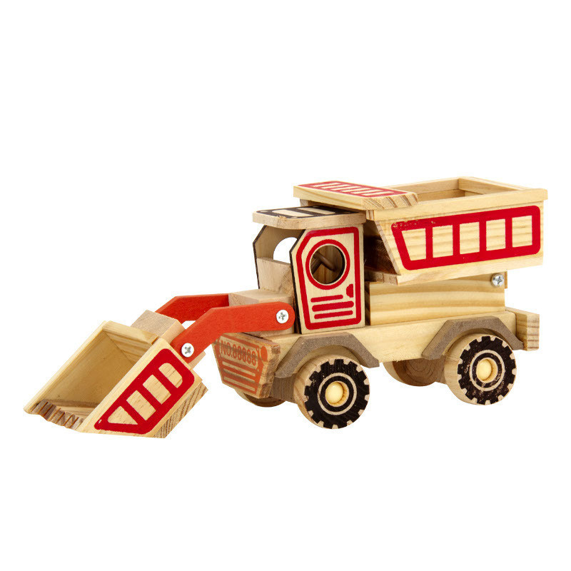 Decorazione dell'agenzia di viaggio Essential Modello di bulldozer in legno fatto a mano con stampa a 2 colori