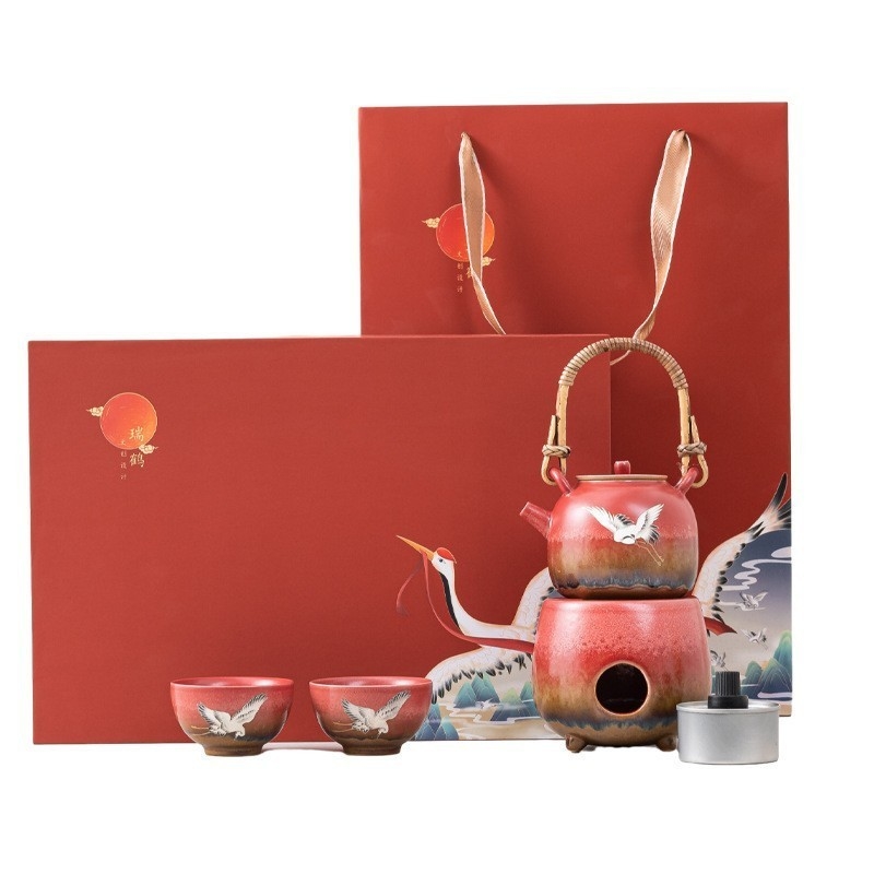 Xianhe Yangwen Teapot Alcohol Lamp Tea Warmer Set Business Gift con 1 stampa a colori