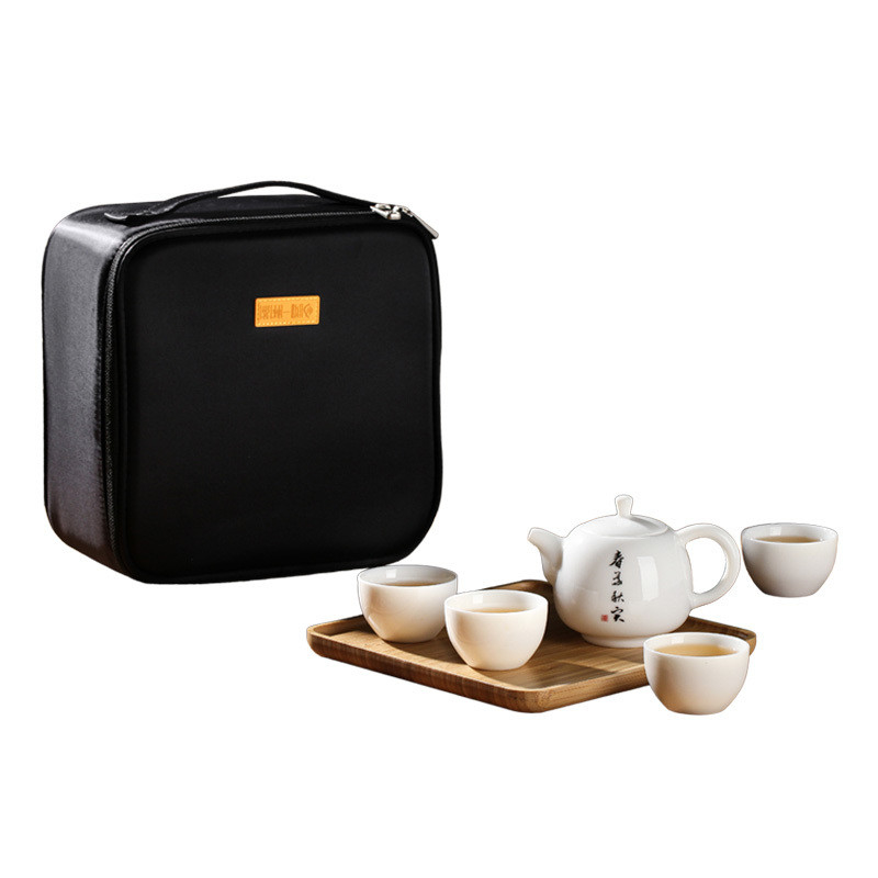 Elegante Festival delle Barche del Dragone Souvenir Set di tè portatile con tazze vassoio asciugamano e borsa