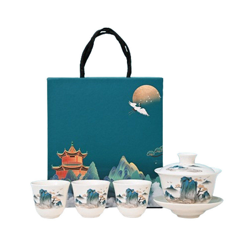 Chianshan Sheep Fat Jade Kung Fu Tea Set Perfetto Compagno d'affari regalo occasione dell'anno