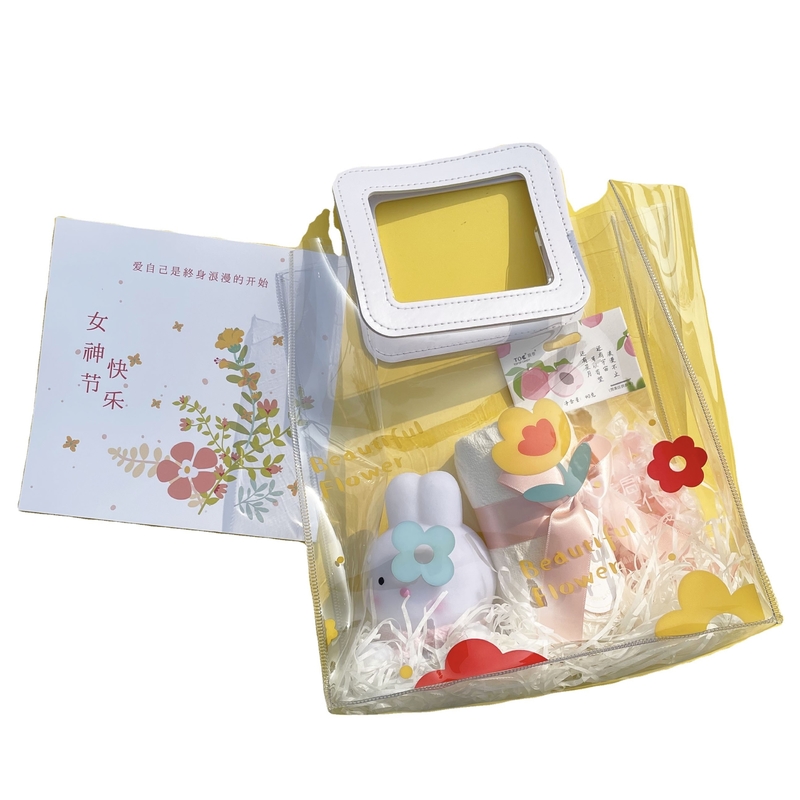 Festa della Dea Borsa stampata in PVC Set Coniglio Notte Luce Arco Tassel asciugamano e pesco bianco Caramelle dure