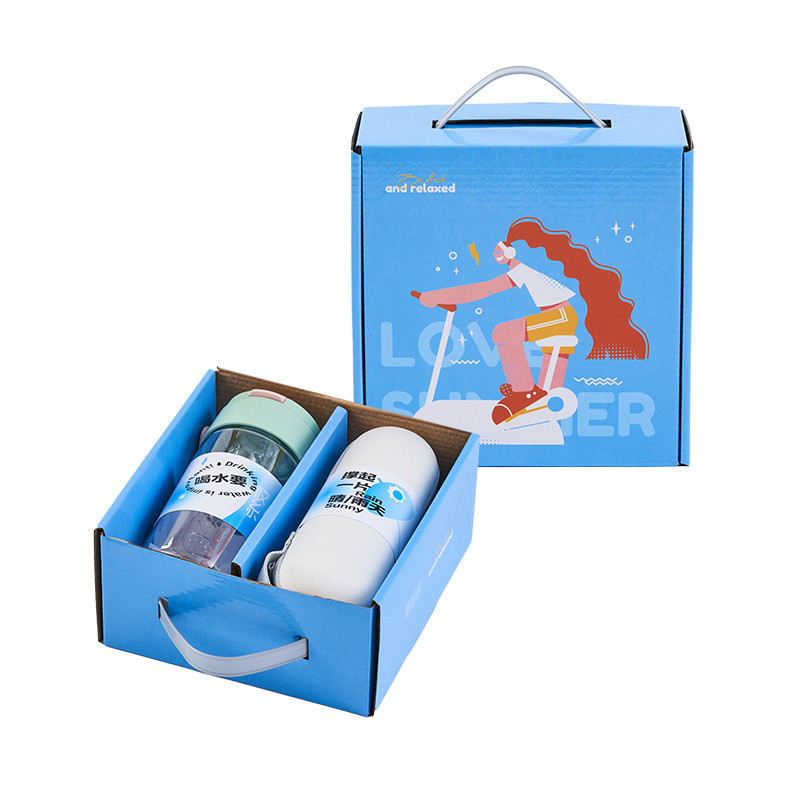 Presentazione per la cura estiva Logo personalizzato Set in due pezzi con tazza d'acqua e ombrello capsula
