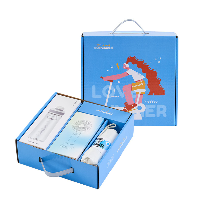 Stampa UV Scatola regalo per appuntamenti estivi Serratura Tazza d'acqua portatile Ventilatore portatile ombrello UV