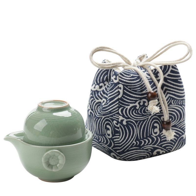 Portable Ceramic Ge Kiln Quick Guest Cup One Pot Two Cups Travel Tea Set Attività Regalo
