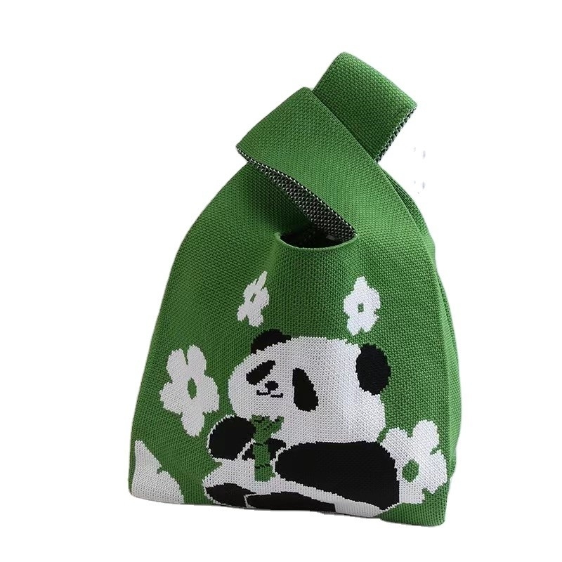 Set di borsa a maglia Panda colorata Set di regalo ombrello in vetro a crema per mani