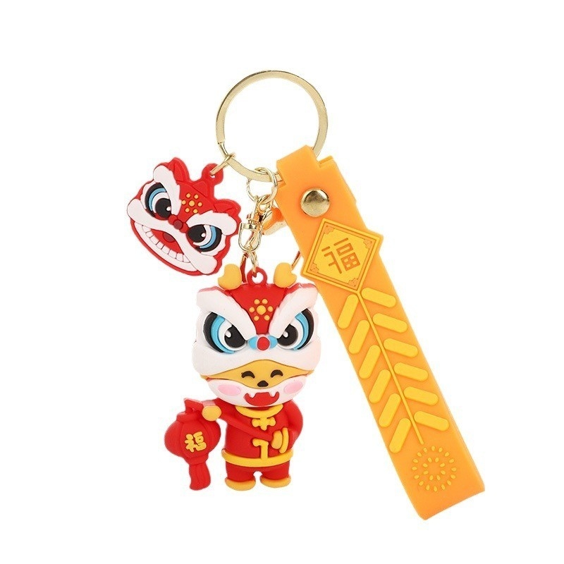 Carino e piccolo portachiavi in PVC per l'anno del Loong Lucky Charm Portachiavi pendente