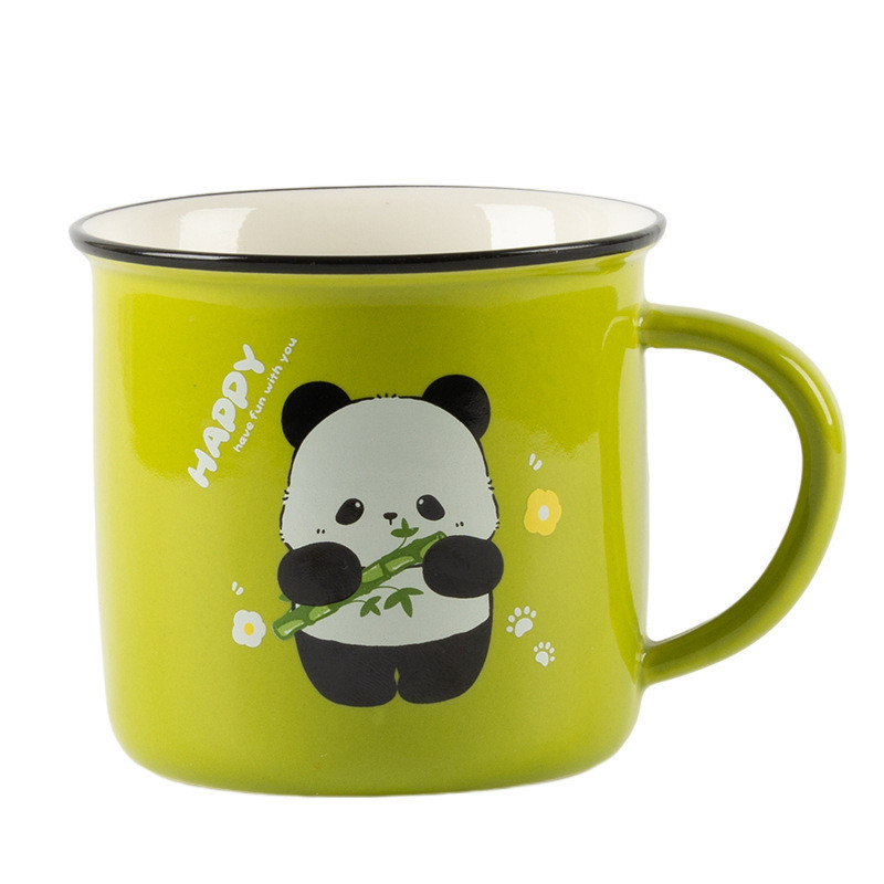 Regalo per il benessere dei dipendenti Carino cartone animato di panda Tazza d'acqua in ceramica con stampa UV e a colori