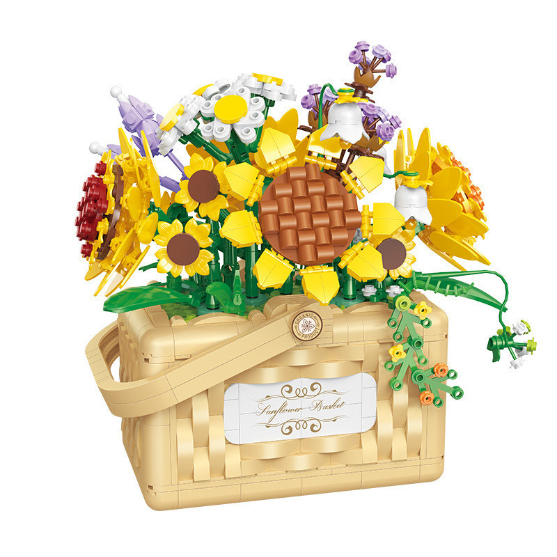 Belle Di Mini Particella Blocchi di Costruzione Serie di Cesto di Fiori Un Must-Have per l'educazione
