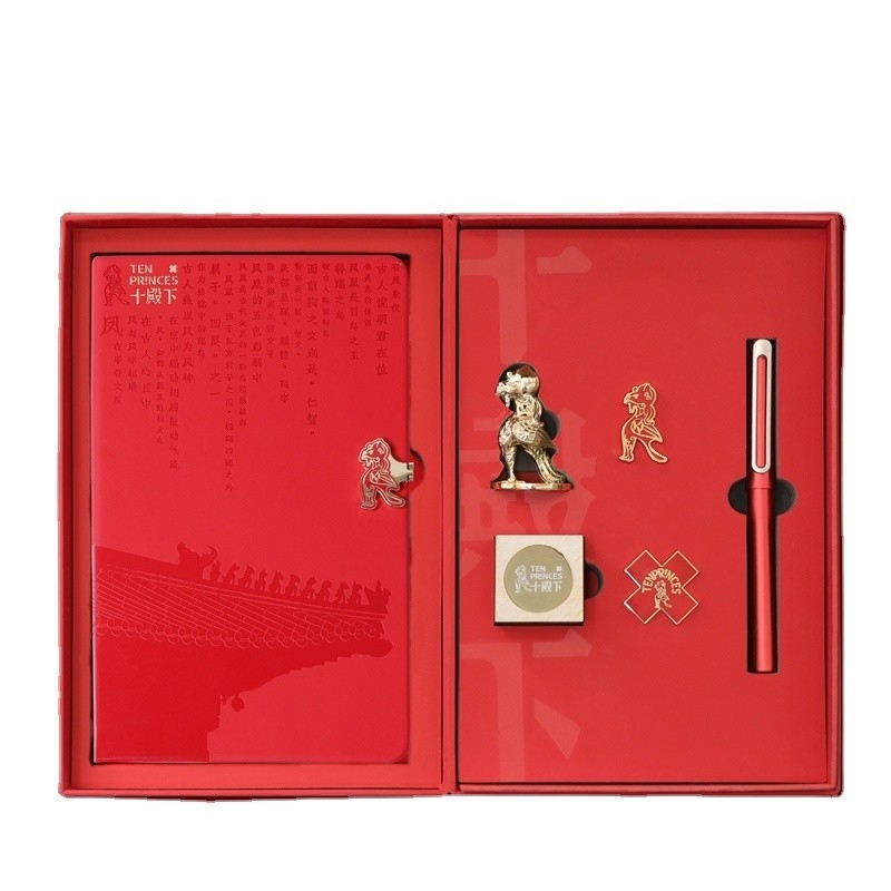Set regalo per l'industria agricola libro di contabilità a mano firma penna distintivo e ornamento fenice