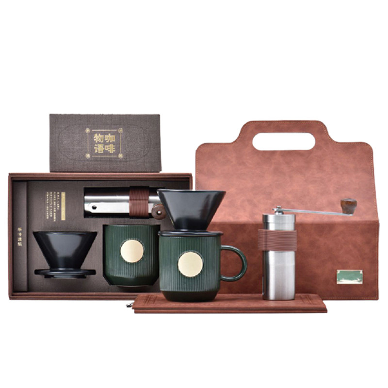Scatola portatile per regali d'affari con filtro ceramico e tazza da caffè in ceramica