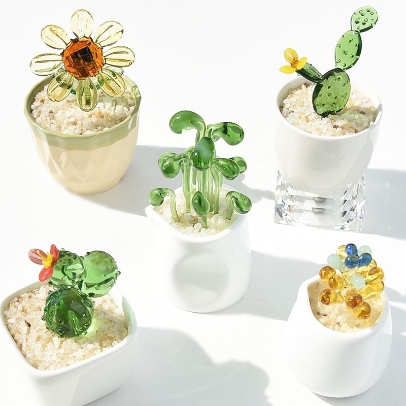 Promozione Decora regali Ornamenti di vetro per cactus succulenti e piante in vaso