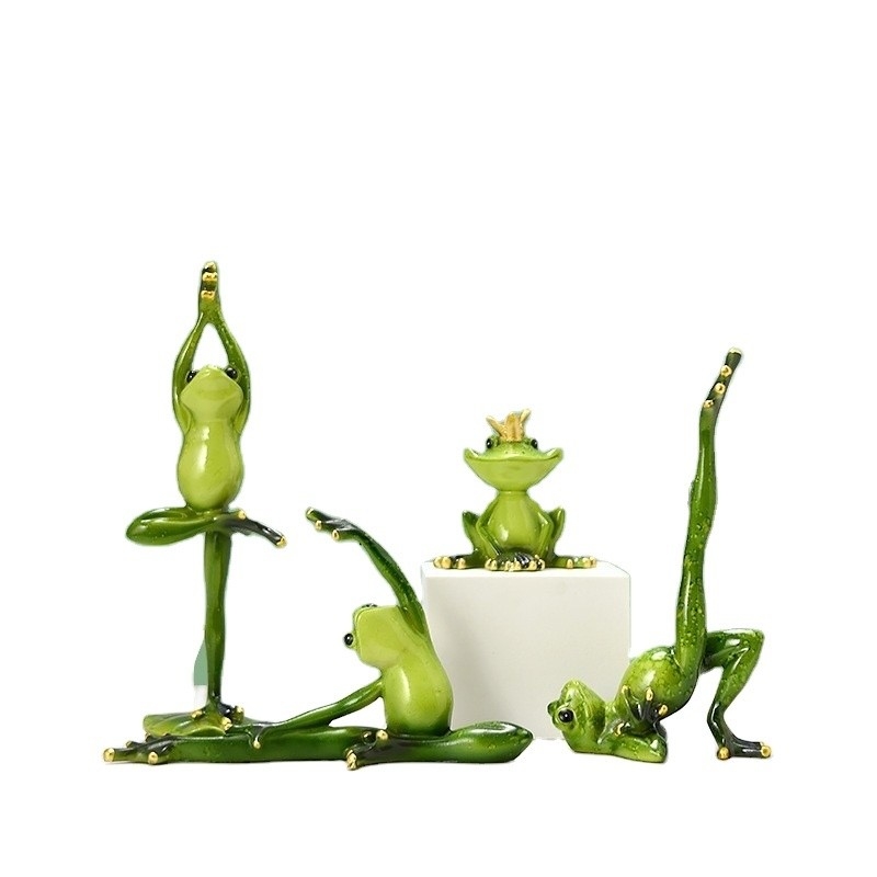 Decorazione in resina di rane yoga in vetro perfetto regalo per armadietto per TV e armadietto per vini